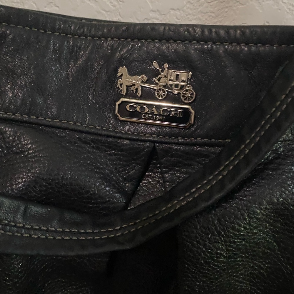 Coach Madison Timeless Black Pebble Leather Shoulder Bag With Hang Tag 14”L - Picture 8 of 16